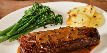 Steak with Peppercorn Sauce